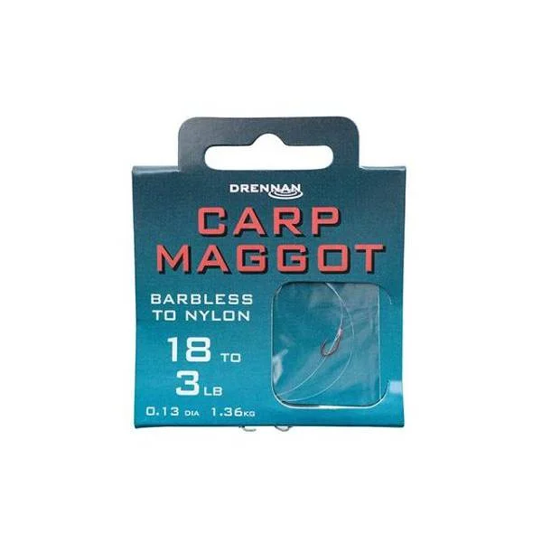 Drennan Carp Maggot Barbless Hooks to Nylon