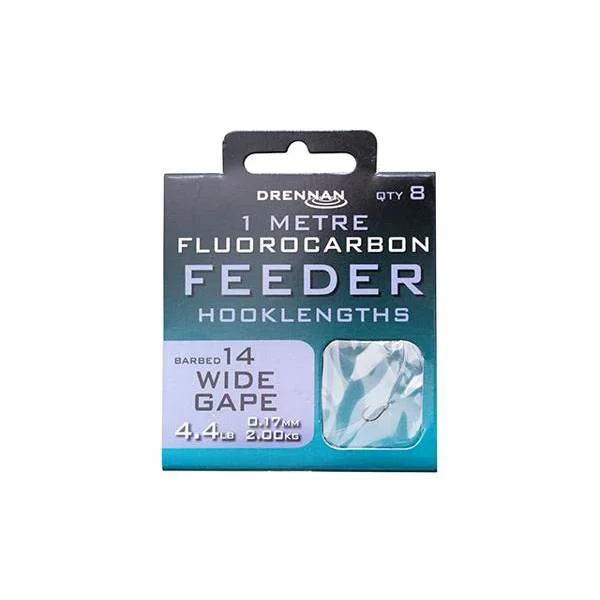 Drennan Fluorocarbon Feeder Hooks to Nylon Wide Gape