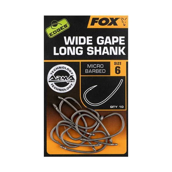 Fox Edges Wide Gape Long Shank Hooks