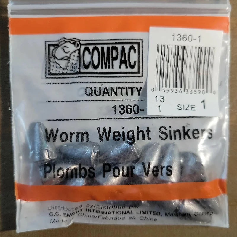 COMPAC Worm Weight Sinkers Size #1 13/pk