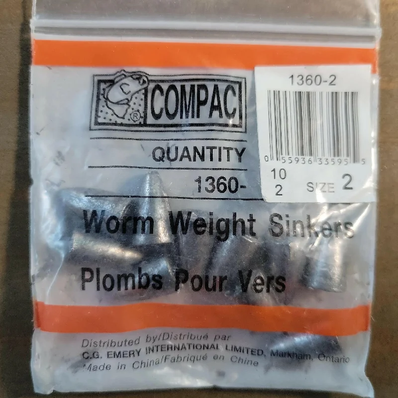 COMPAC Worm Weight Sinkers Size #2 10/pk