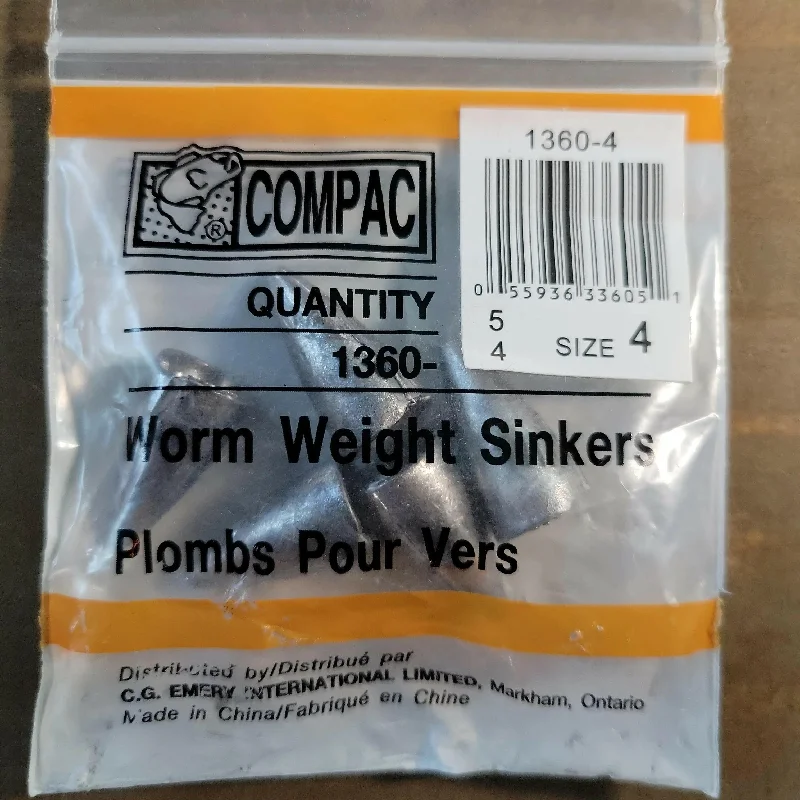 COMPAC Worm Weight Sinkers Size #4 5/pk