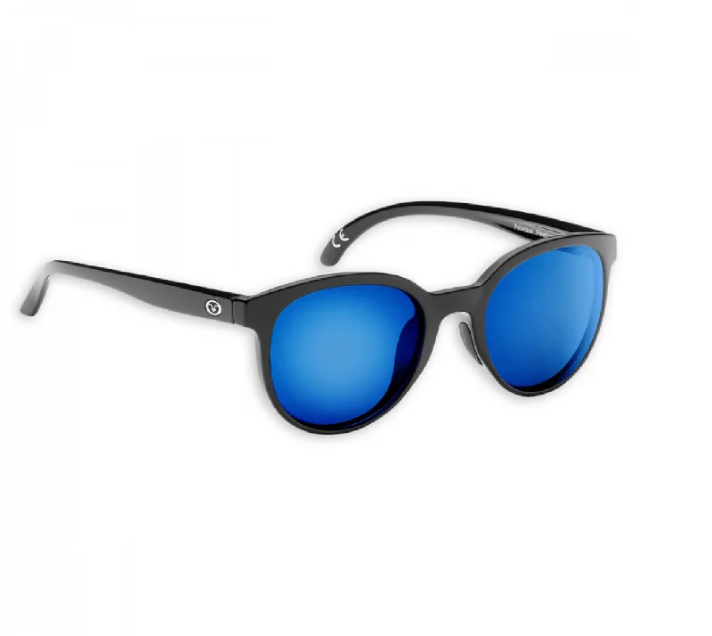 Flying Fisherman Sea Bean Floating Sunglasses Matte Black Blue Mirror