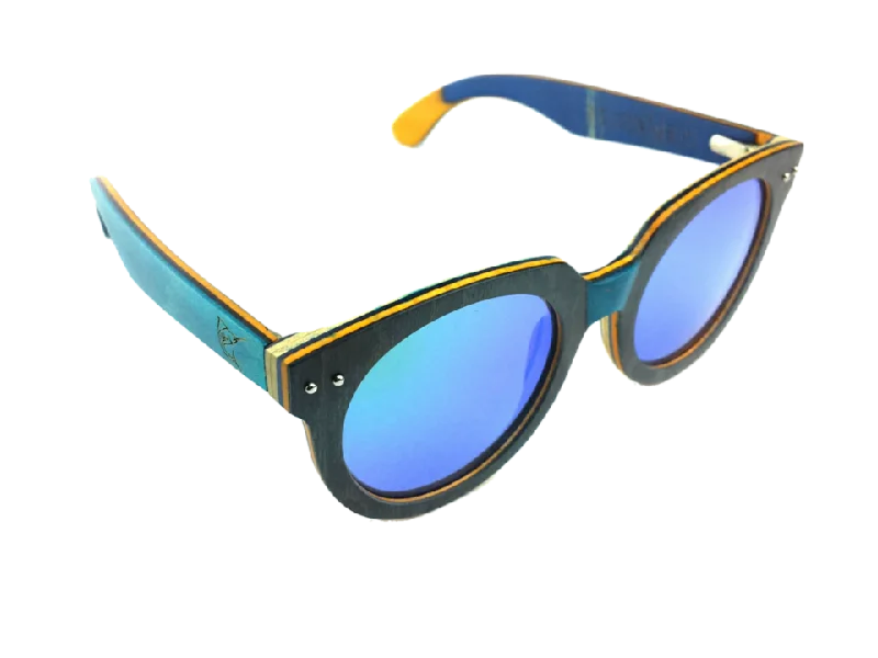 LPG Apparel Co. BLUE LAGOON Mirrored Polarized Wood Sunglasses