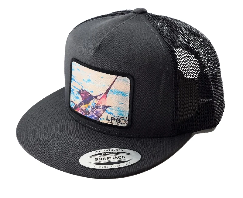 LPG Apparel Co. Marlin Surface Breaker Classic Snapback Flat Brim Trucker Hat