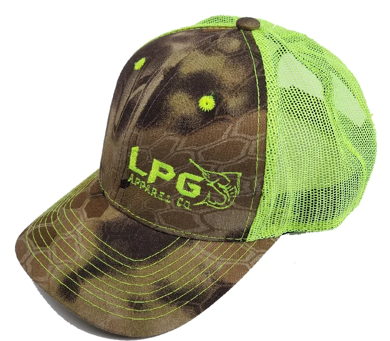 LPG Apparel Co.  Signature Embroidered Camo Kryptek Trucker Hat