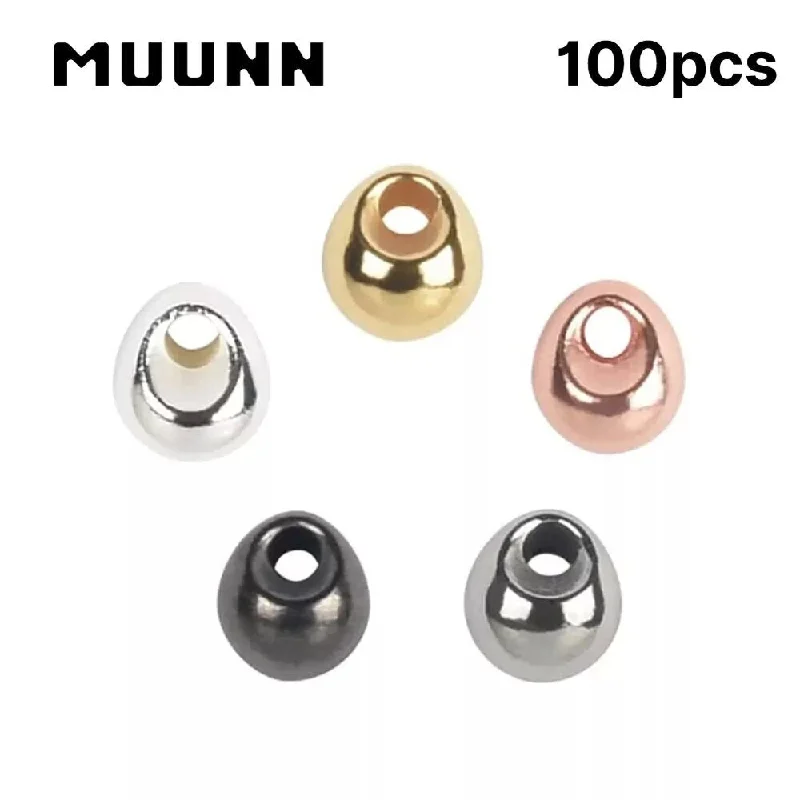 MUUNN 100PCS 2.3~3.8mm Tungsten Jig Off Beads,Fly Tying Nymph Jig Head Material,0.1g~0.45g Trout Perch Fishing Tackel