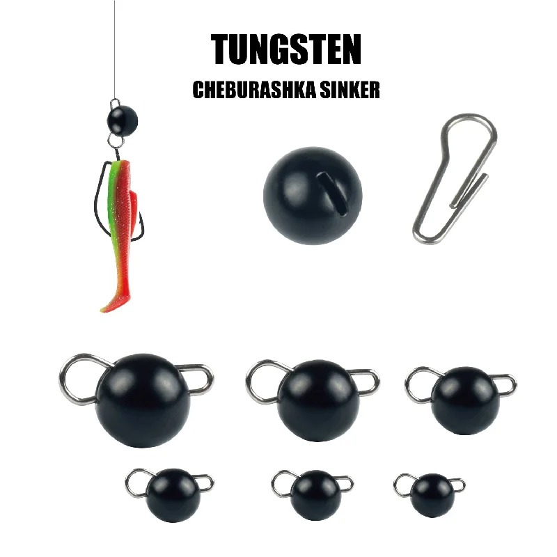 MUUNN 10PCS Tungsten Cheburashka Sinker,Fishing Weight 1G-30G, Tackle For Soft Worm Bait,Bass S Bluegill Trout Lure Black