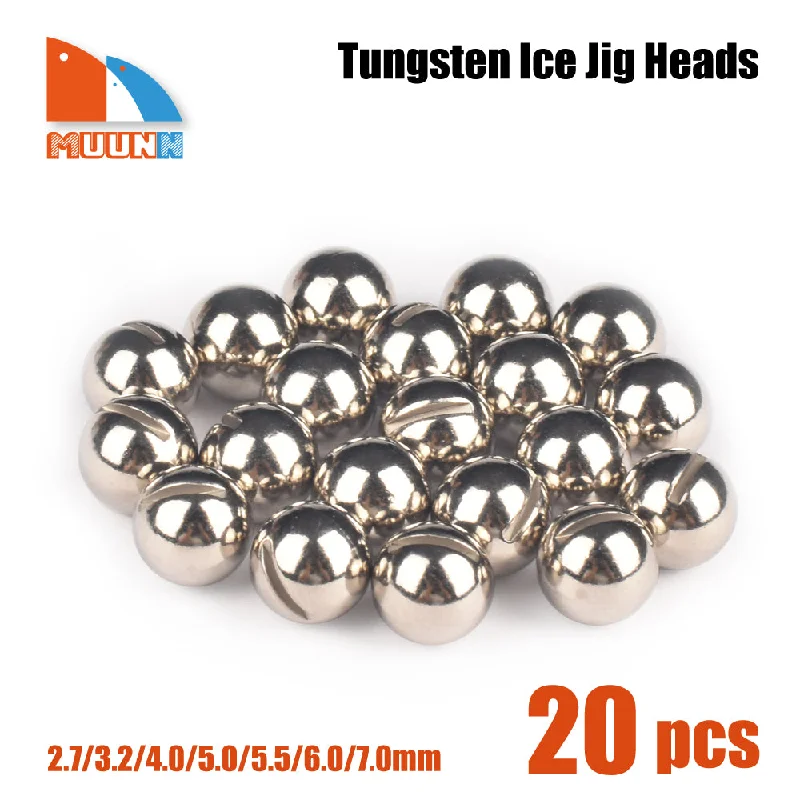 MUUNN 20PCS Ball Tungsten Ice Jig Head,Pellet Head,Ice Hook Welding DIY Material, 2.5mm/3mm/4mm/5mm/6mm/7mm/8mm,Pike Carp Hook