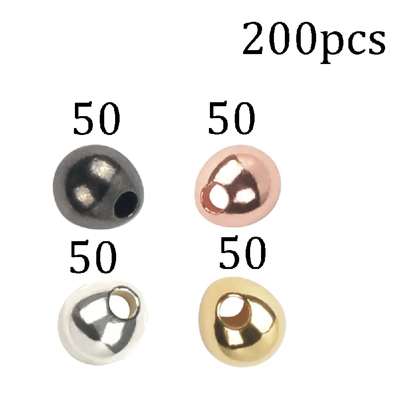 MUUNN 200PCS Tungsten Jig Off Beads,Nymph Jig Head,Trout Perch Fishing Offset Beads,Fly Tying Material