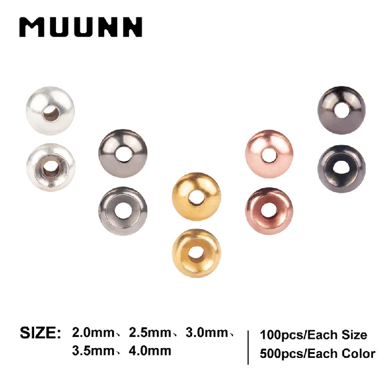 MUUNN 500pcs 2.0/2.5/3.0/3.5/4.0mm Fly Tying Countersunk Tungsten Beads ,Nymph Flies Head Material,Fishing Accessory