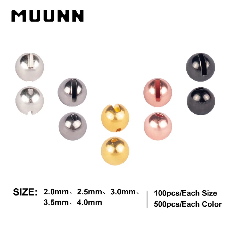 MUUNN Tungsten Slotted Beads Fly Tying Material 2.0/2.5/3.0/3.5/4.0mm Multi-Color Trout Fresh Water Fly Fishing Accessory