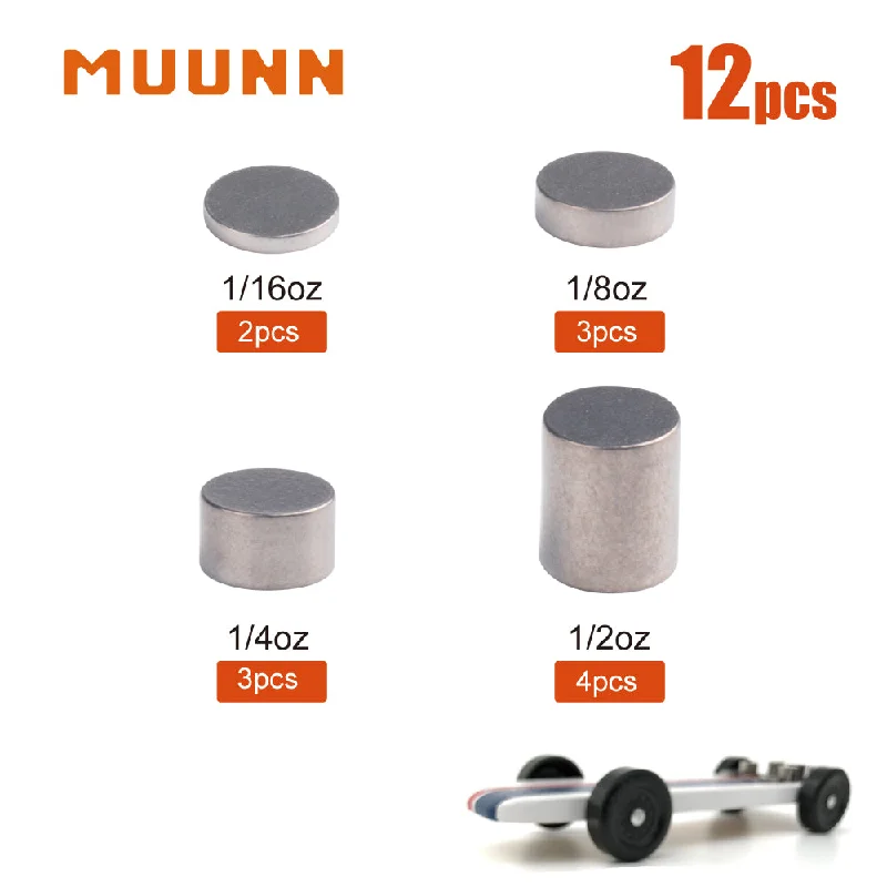 MUUNN Toy Weights Combo DIY Pinewood Car Derby Tungsten Weights Set,Pine Race Car Power of Incremental Cylinders.