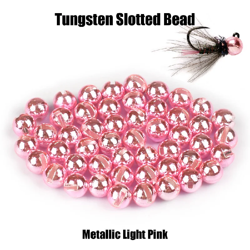 MUUNN Tungsten Metallic Pink Bead,2.5~3.8mm Fly Fishing Jig Nymphs Flies,Fly Tying Material Trout Bass Crappie Lure