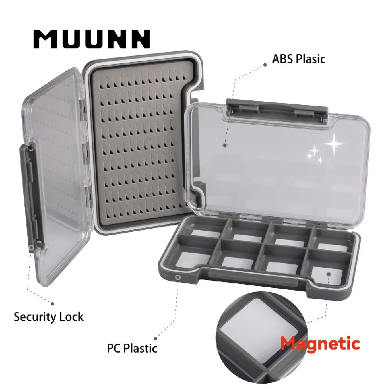 MUUNN Waterproof Fly Hook Box,Fly Fishing Box,Ice Fishing-Lure Storage Boxes,Ice jig box,Ice Fishing Hook box Magnetic Density FoamBox