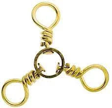 RebelFin Brass Three Way Swivels Sz:9 Qty:12 TWS9